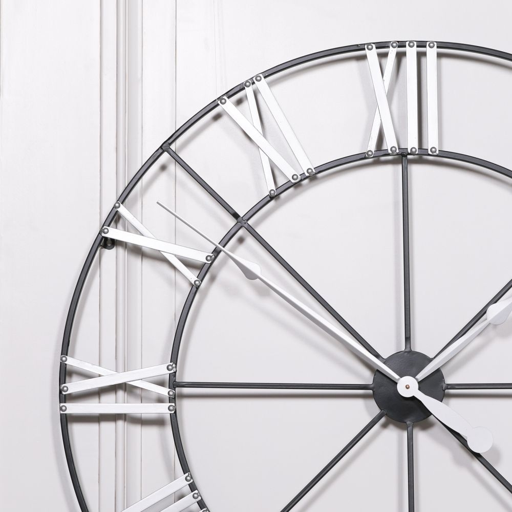 Product photograph of Large Silver Metal Numerals Wall Clock -102cm X 102cm from Choice Furniture Superstore.